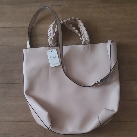 NWT Rachel Zoe x Jules Kae Neutral Pale Blush Vegan Leather Tote Bag. - Picture 10 of 16